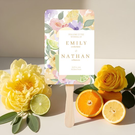 Éventail Programme Mariage d'aquarelle pour les fruits et l