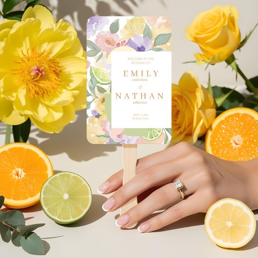 Éventail Programme Mariage d'aquarelle pour les fruits et l