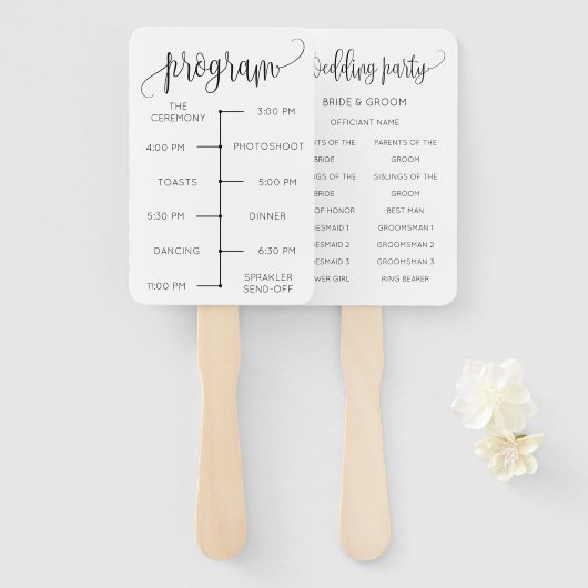 Éventail Programme minimal de ventilateur Mariage (Devant et derrière)