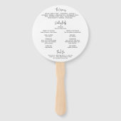 Éventail Programme minimaliste de mariage moderne noir et b (Dos)