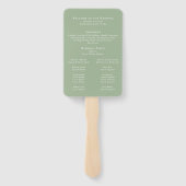 Éventail Programme minimaliste moderne de mariage vert Sage (Dos)