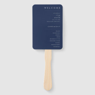 Éventail Programme minimaliste moderne Marine Blue Silver W