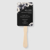 Éventail Programme moderne de cérémonie de Mariage noir flo (Devant)