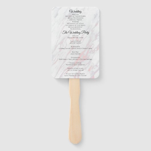 Éventail Programme moderne de marbre rose et gris (Dos)