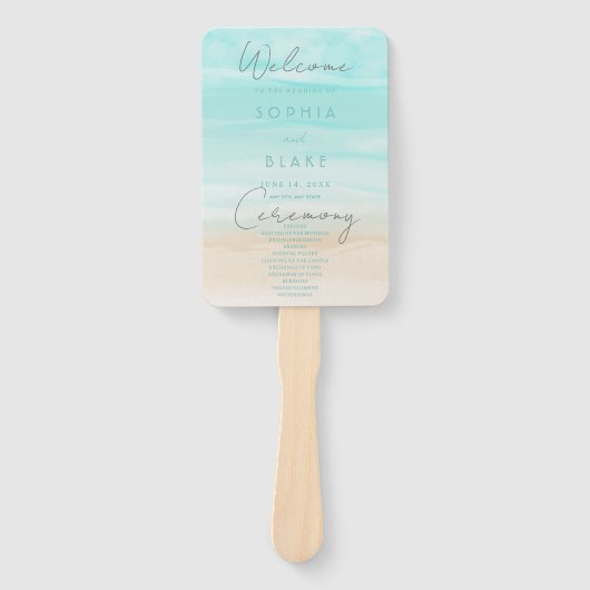 Éventail Programme moderne de mariage Abstrait à la plage (Devant)