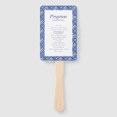 Éventail Programme moderne de mariage bleu blanc méditerran (Devant)