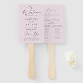 Éventail Programme moderne de mariage de lavande élégant (Devant et derrière)