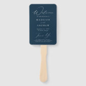 Éventail Programme moderne de mariage élégant de la marine (Devant)