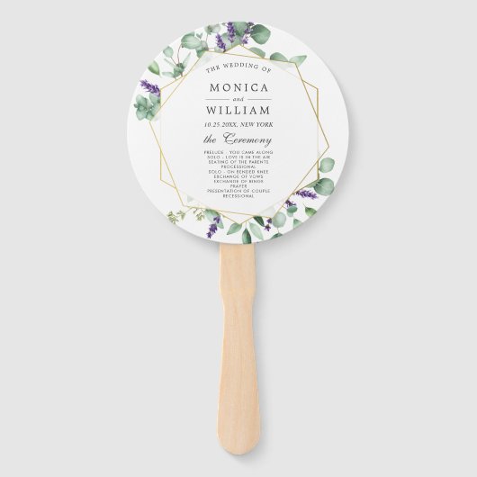 Éventail Programme moderne de mariage Eucalyptus Foliage (Devant)