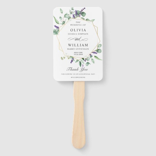 Éventail Programme moderne de mariage Eucalyptus Foliage (Devant)