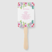Éventail Programme moderne de mariage floral à l'aquarelle (Dos)