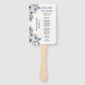 Éventail Programme moderne de mariage floral bleu Dusty (Devant)