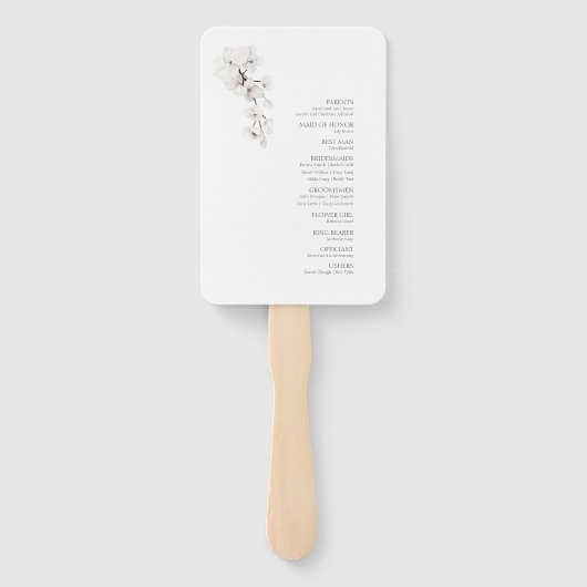 Éventail Programme moderne de mariage floral des orchidées  (Dos)