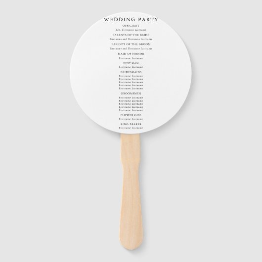 Éventail Programme moderne de mariage floral noir et blanc (Dos)