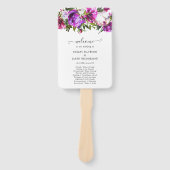 Éventail Programme moderne de mariage floral violet moderne (Devant)
