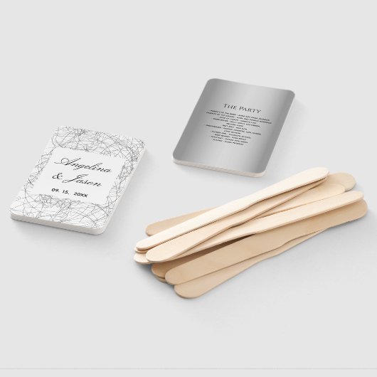 Éventail Programme moderne de mariage gris (Non-assemblé)