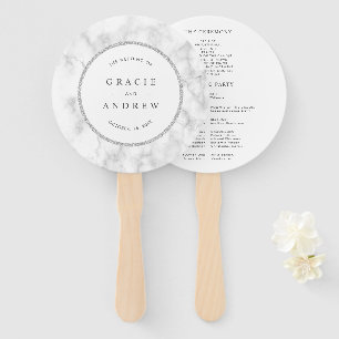 Éventail Programme moderne de mariage Marbre blanc