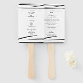Éventail Programme moderne de mariage noir blanc QR Code (Devant et derrière)