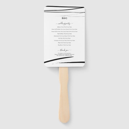 Éventail Programme moderne de mariage noir blanc QR Code (Dos)