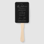 Éventail Programme moderne de mariage noir et blanc élégant (Devant)