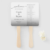 Éventail Programme moderne de mariage noir et blanc Ombre (Devant et derrière)