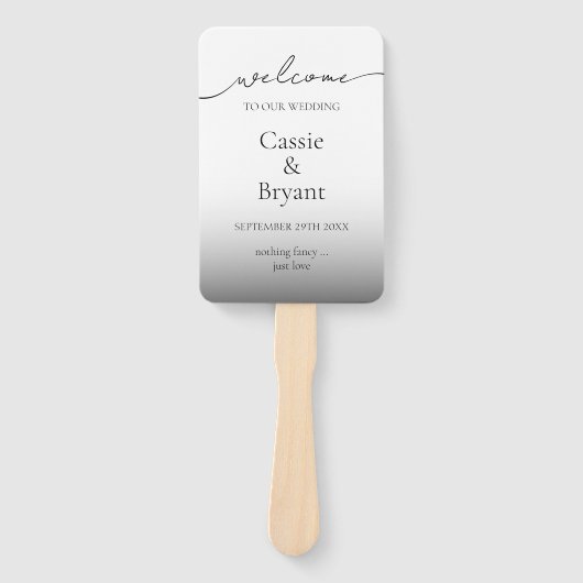 Éventail Programme moderne de mariage noir et blanc Ombre (Devant)