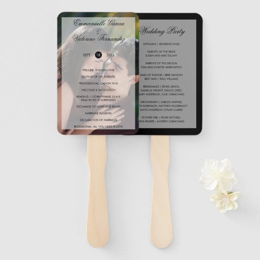 Éventail Programme moderne de mariage par superposition pho (Devant et derrière)