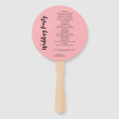 Éventail Programme moderne de mariage rose vif (Dos)