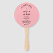 Éventail Programme moderne de mariage rose vif (Devant)