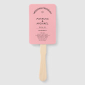 Éventail Programme moderne de mariage rose vif (Devant)