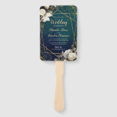 Éventail Programme Romantique Floral Gold Wreath Wedding (Devant)