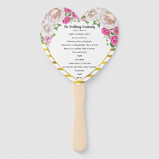 Éventail Programme rose Gold Blush et Deep Pink HearShape (Devant)