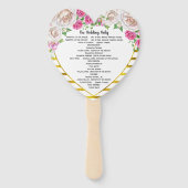 Éventail Programme rose Gold Blush et Deep Pink HearShape (Dos)