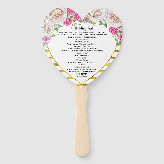 Éventail Programme rose Gold Blush et Deep Pink HearShape (Dos)