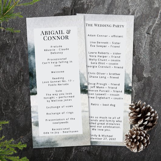 Éventail Programme Rustique d'aquarelle du lac Misty Mounta