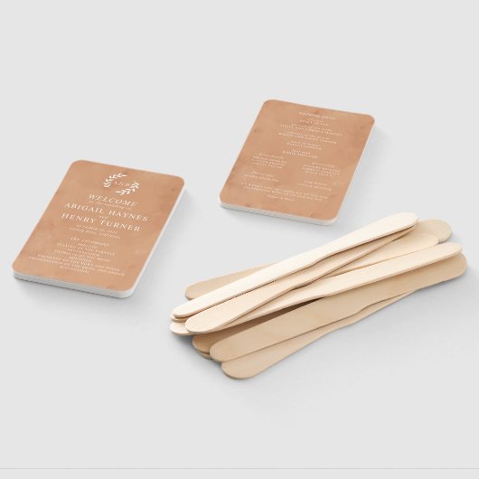 Éventail Programme Rustique de mariage aquarelle (Non-assemblé)