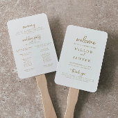 Éventail Programme Rustique de mariage de script or Ventila