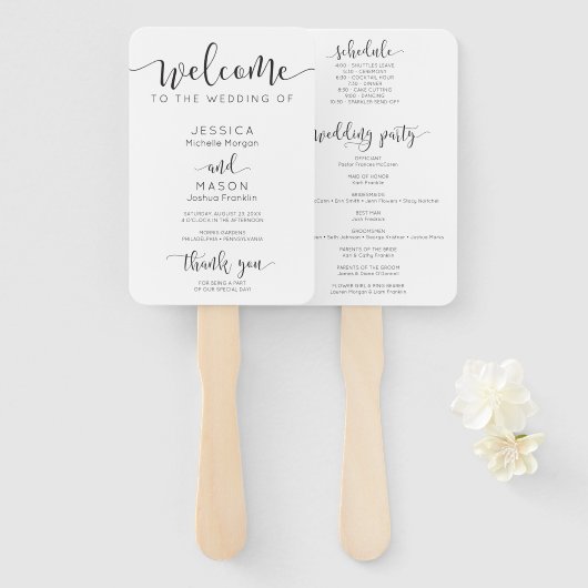 Éventail Programme Rustique de mariage de script - Programm (Devant et derrière)