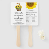 Éventail Programme Rustique de mariage des tournesols et de (Devant et derrière)