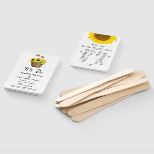 Éventail Programme Rustique de mariage des tournesols et de (Non-assemblé)