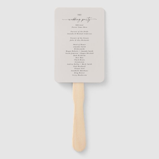 Éventail Programme simple de cérémonie de Mariage non blanc (Dos)