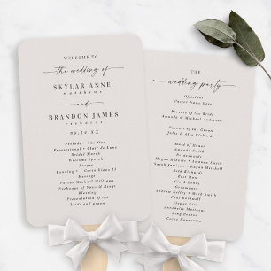 Éventail Programme simple de cérémonie de Mariage non blanc
