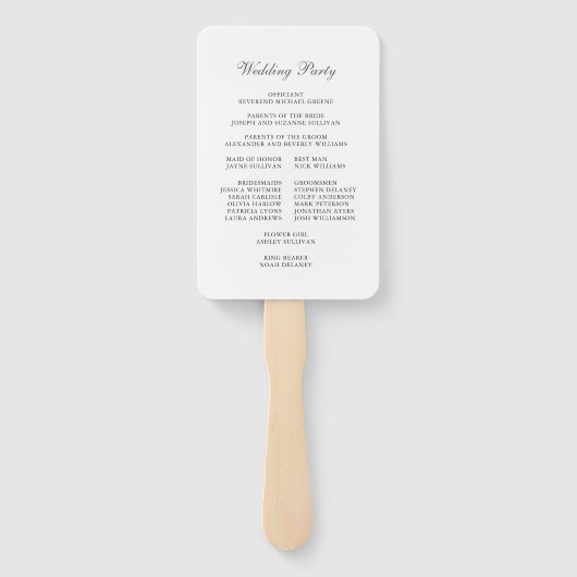 Éventail Programme simple de mariage botanique aquarelle (Dos)