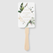 Éventail Programme Tropical Feuille Gold Mariage Ceremony (Devant)