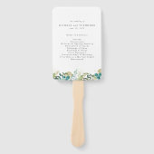 Éventail Programme turquoise de mariage botanique aquarelle (Devant)