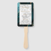Éventail Programme turquoise de mariage en marbre d'âge or (Devant)