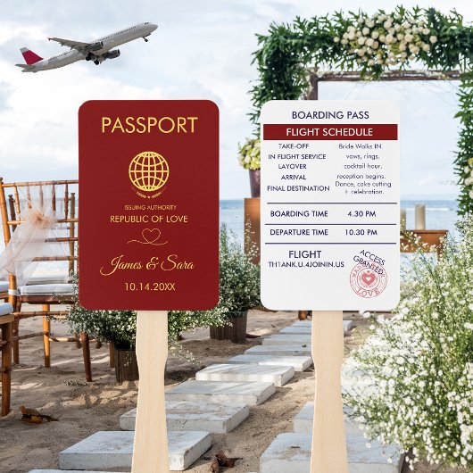 Éventail Programme unique de passeport pour mariage Red Des