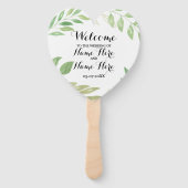 Éventail Programme Ventilateur vert à la main Mariage Feuil (Devant)