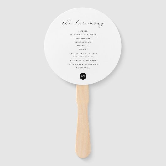 Éventail Programme vertical Mariage simple et moderne (Dos)