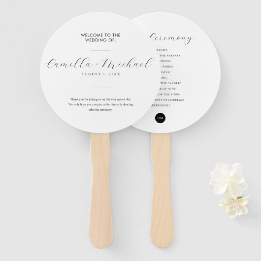 Éventail Programme vertical Mariage simple et moderne (Devant et derrière)